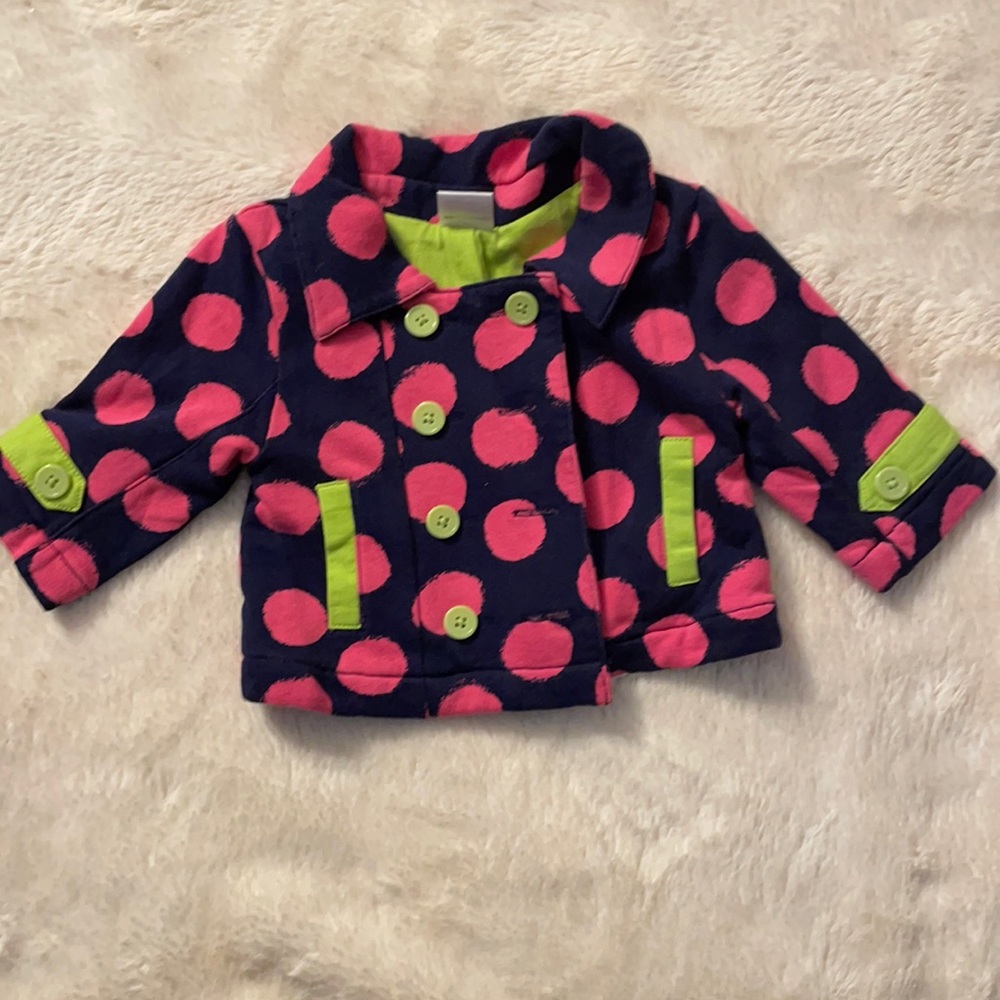 Hanna Andersson navy, pink, lime green blazer in size 60 (about 3-6 months US).